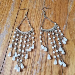 Faux Pearl drop down earrings